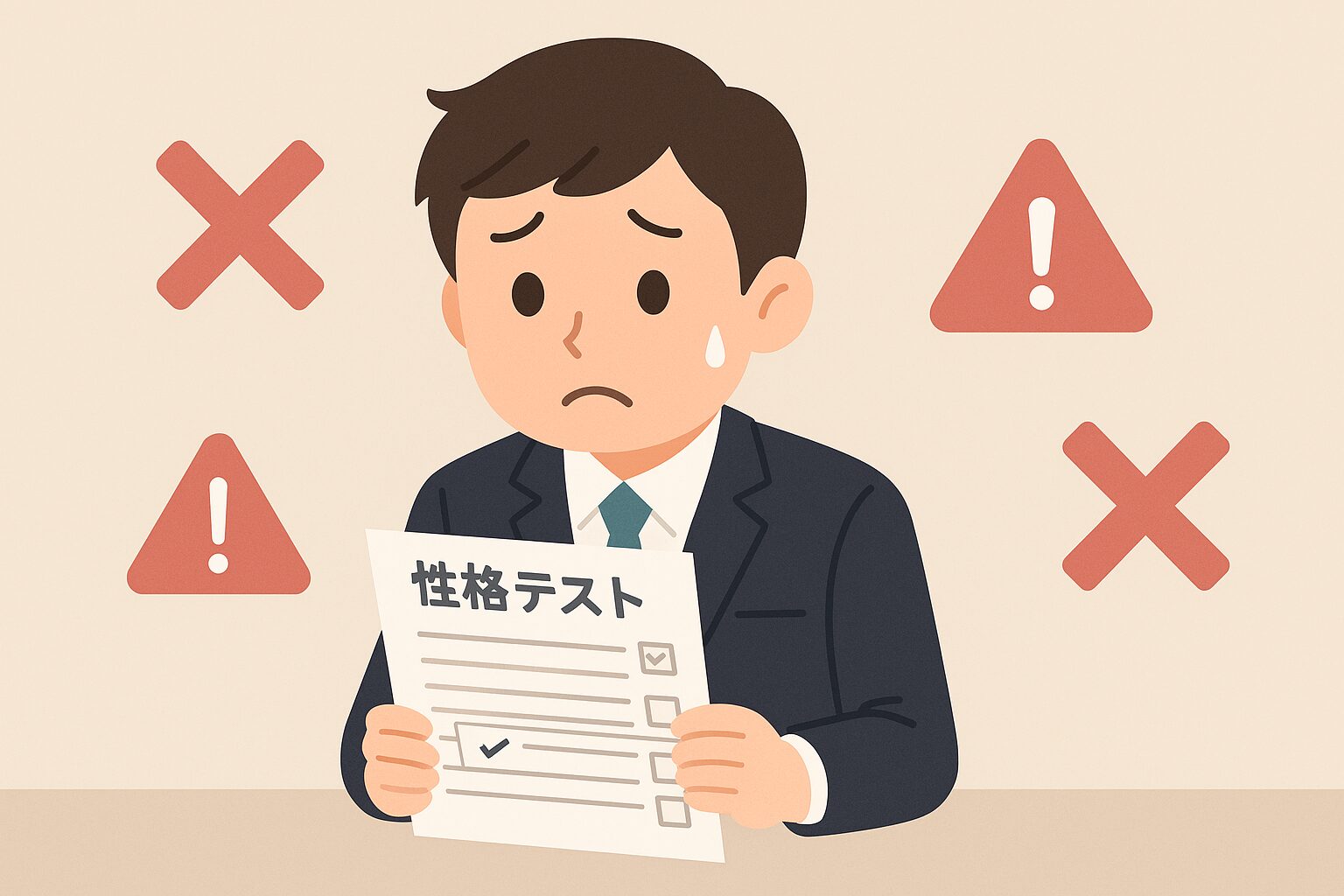 性格検査を受験している就活生のイラスト
