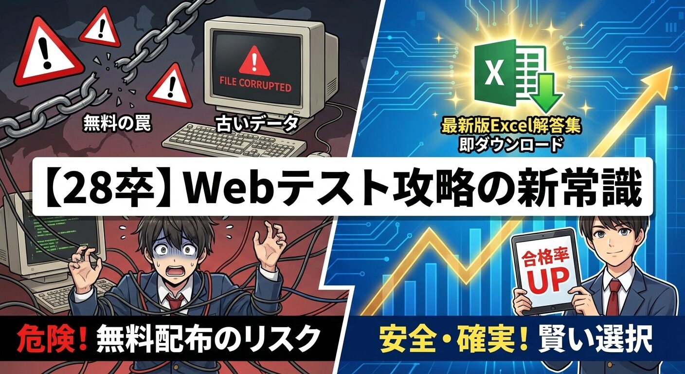 Webテスト解答集 の28卒向け即ダウンロードはここ！無料エクセルの危険性と賢い入手方法