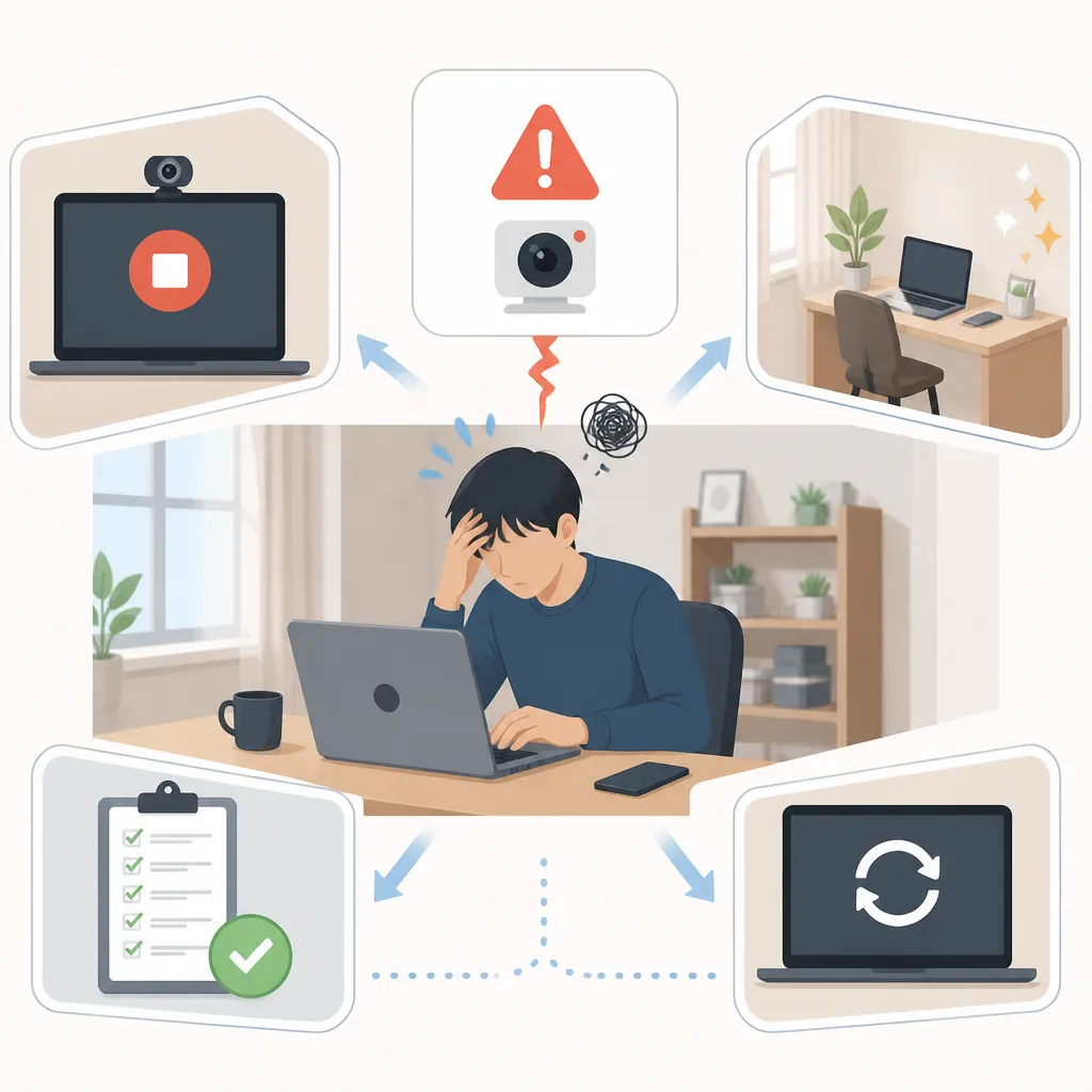途中で部屋に問題が起きたらどうする?中断・警告・再受検の考え方