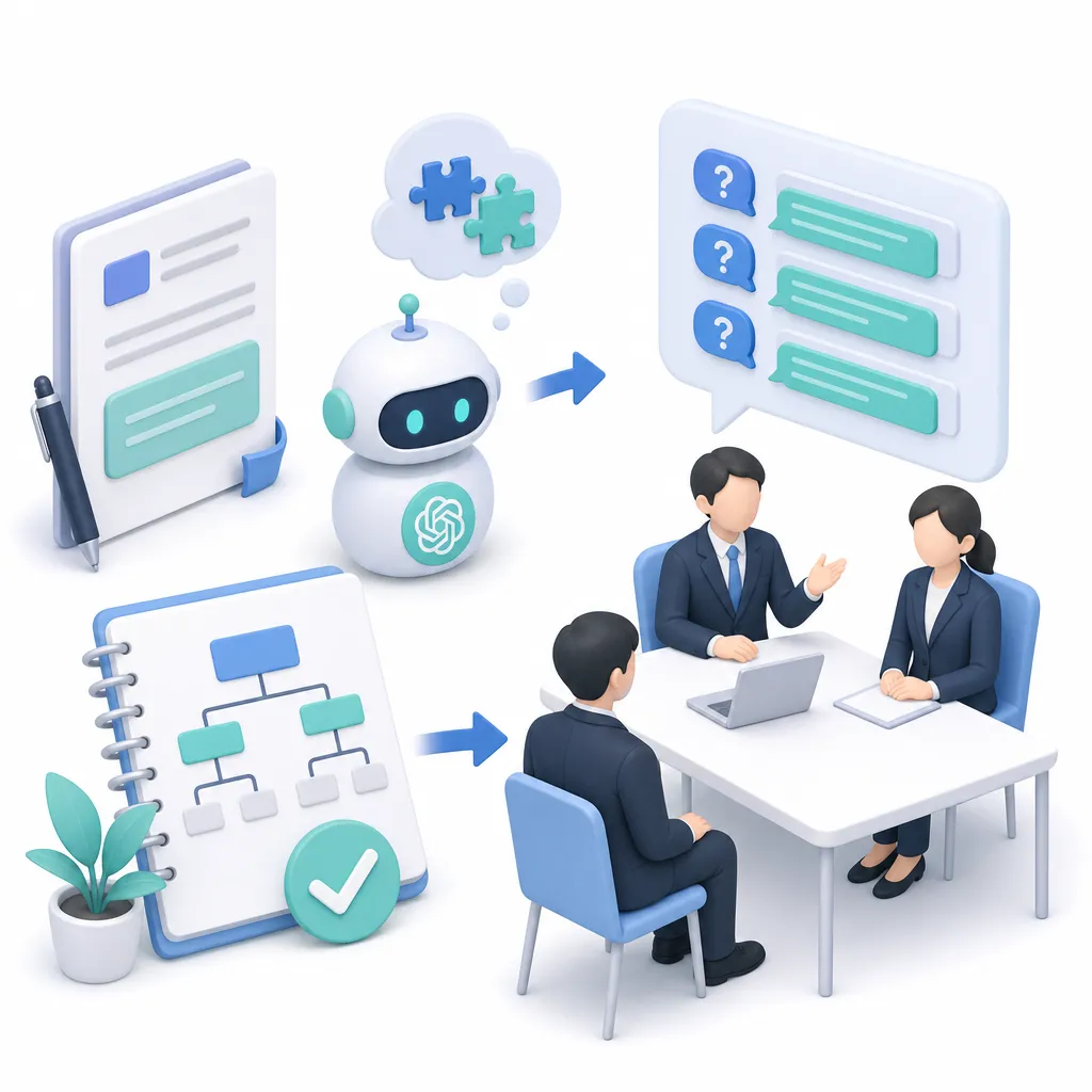 ESから面接の想定問答を作る方法｜ChatGPTで質問と答えの骨組みを作る手順と指示文の例【28卒】 のアイキャッチ画像